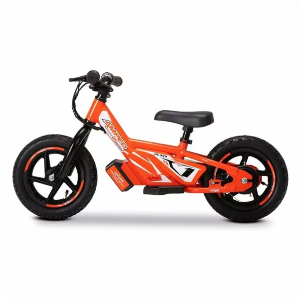 Amped A10 electric balance bike in red, side view
