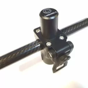 Carbonrevo Dualtron Stem Adaptor – V1A for electric scooters to have mountain bike handlebars pictured on a white background fixed to the base clamp with additional carbon fibre tube