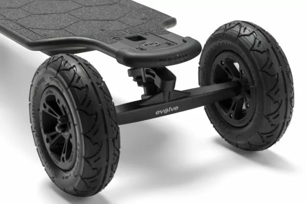 evolve carbon electric skateboard all terrain wheels and truck
