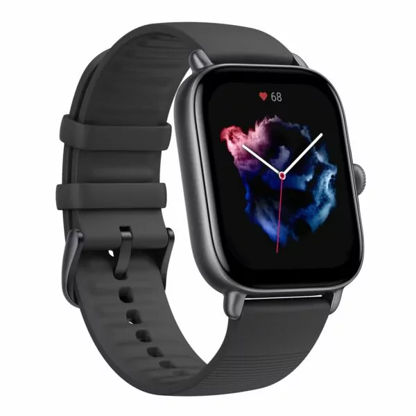 Amazfit GTS 3 Smart Watch in graphite black front side view
