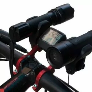 GUB handle bar extender with lights and lcd screen mounted fitted onto handlebars and pictured on a white background