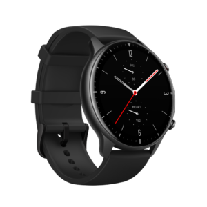Amazfit GTR 2 Smart Watch - sports edition with the silicone strap done up and pictured on a white background