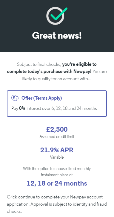 NewPay finance example