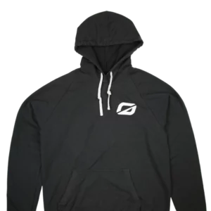 Black Onewheel Hoodie with 'O' Logo in White with White Drawstrings
