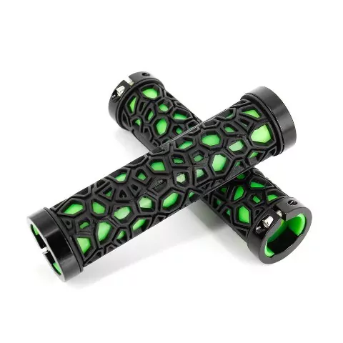 Rockbros handlebar ultra grips in green and black pictured on a white background