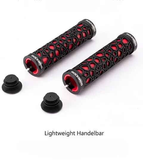 Rockbros handlebar ultra grips in red and black pictured on a white background