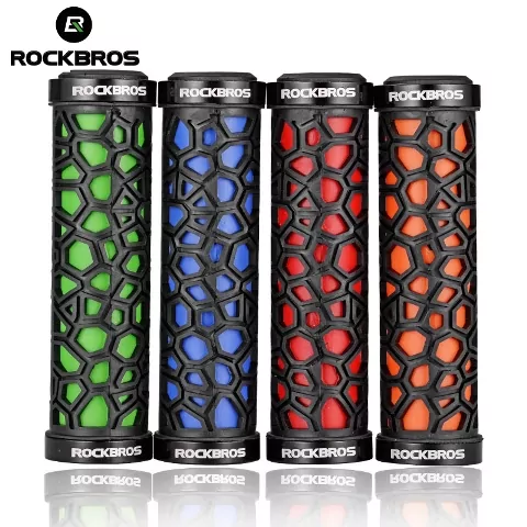 Rockbros handlebar ultra grips in multi colours and pictured on a white background