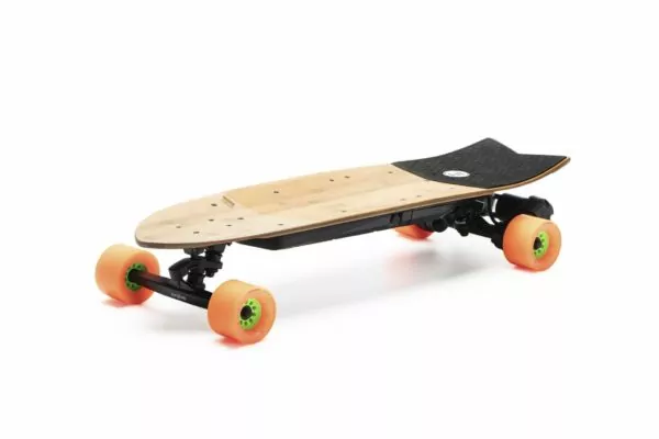 evolve electric skateboard orange wheels