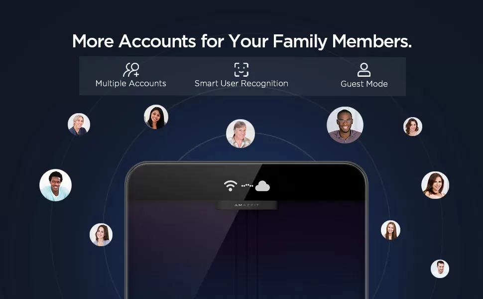 Picture showing how different users can have their own accounts on the Amazfit Smart Scale